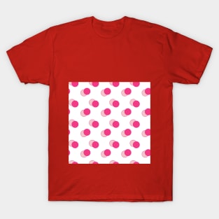 Geometric shapes, circles, balls, dotts, pink, red, molecules, geometry, polka, ornament, seamless,  repeat, T-Shirt